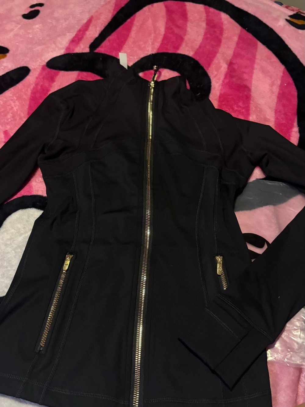 lululemon athletica Black Jacket with Gold Logo Accent